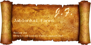 Jablonkai Fanni névjegykártya
